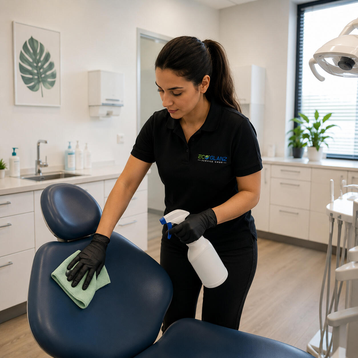Saubere Klinik: Reinigung des Stuhls Saubere Klinik: Reinigung des Stuhls